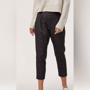 NWT Aritzia Babaton Cohen Wool Crop Pants Heather, Dark Charcoal / Grey, Size 0